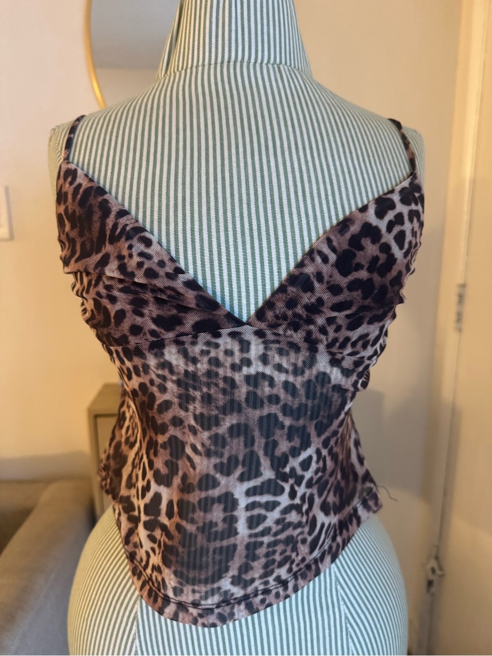Princess Polly Leopard Mesh Cami Top Size 2 Y2K